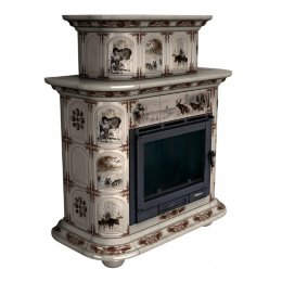 Каминная облицовка КимрПечь Прованс пристенная двухъярусная Зима в лесу